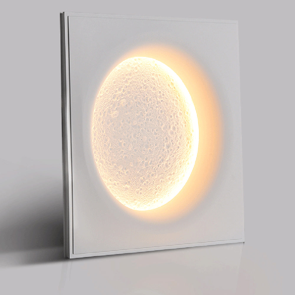 Aria Decorative Moon Metal/Gypsum Wall Lamp, White - Neutral Decor