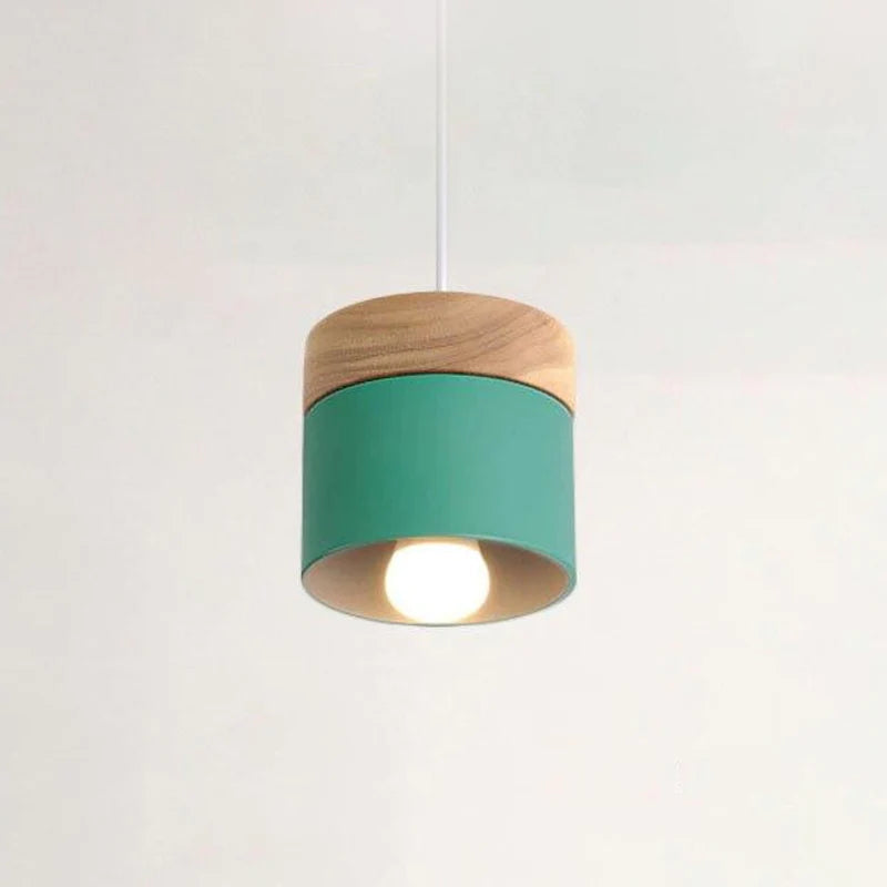 Valentina Modern Can Shape Metal/Wood Pendant Light - Neutral Decor