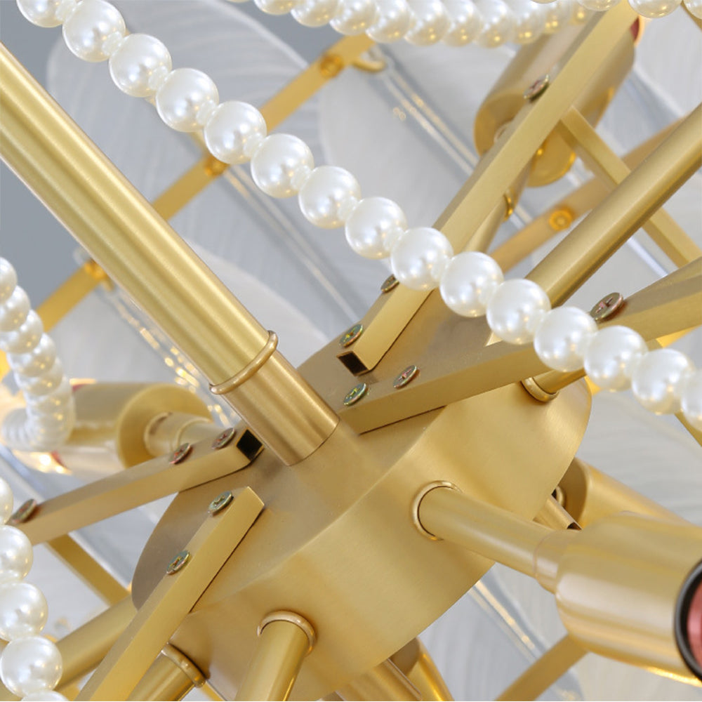 Kristy Elegant Pearl/Glass/Metal Chandelier, White - Neutral Decor
