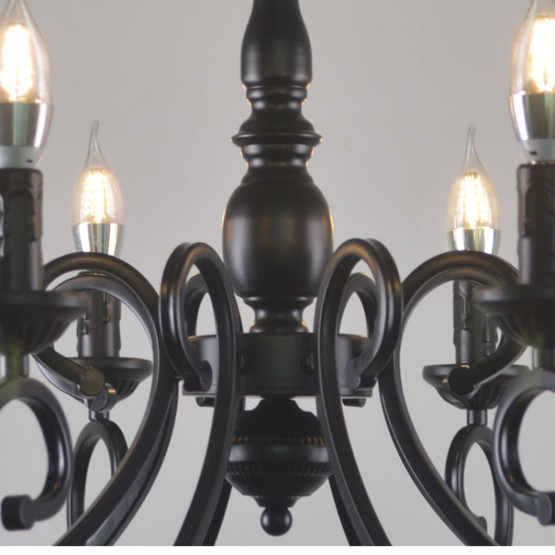 Silva Creative Retro Candle Chandelier Black Metal Bedroom - Neutral Decor
