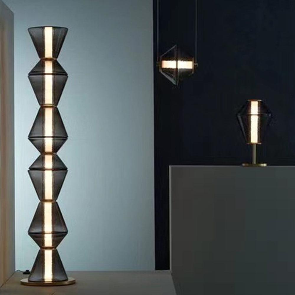 Evette Nordic Modern Black LED Pendant & Floor&Table Lamp, Glass - Neutral Decor