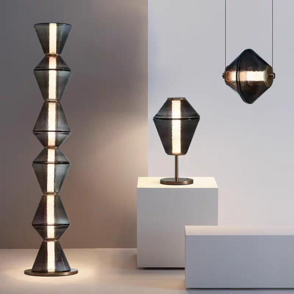 Evette Nordic Modern Black LED Pendant & Floor&Table Lamp, Glass - Neutral Decor