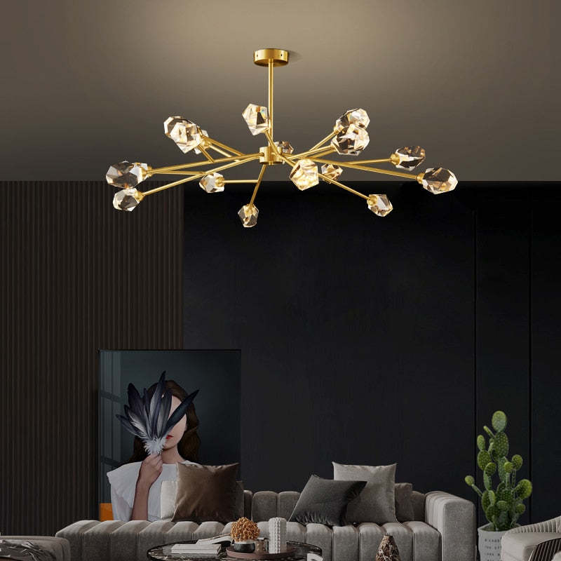 Kristy Luxurious Crystal Chandelier Living Room Golden - Neutral Decor
