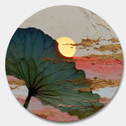 Wall Art Round Single Leaf Pink Sunset - Neutralighting