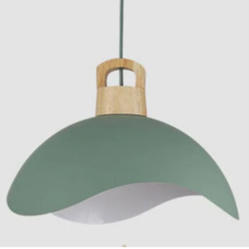 Valentina Colorful Shade Single Pendant Lights, Wood & Metal - Neutral Decor