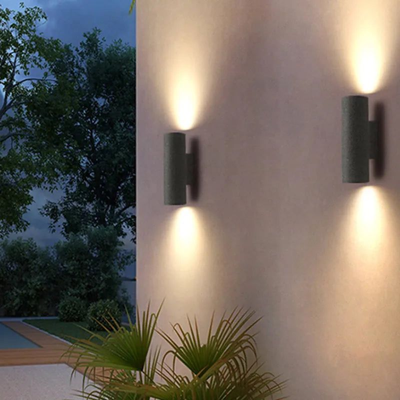 Ray Minimalist Cylindrical Double-headed Cement Outdoor Wall Lamp, Black/White - Neutral Decor