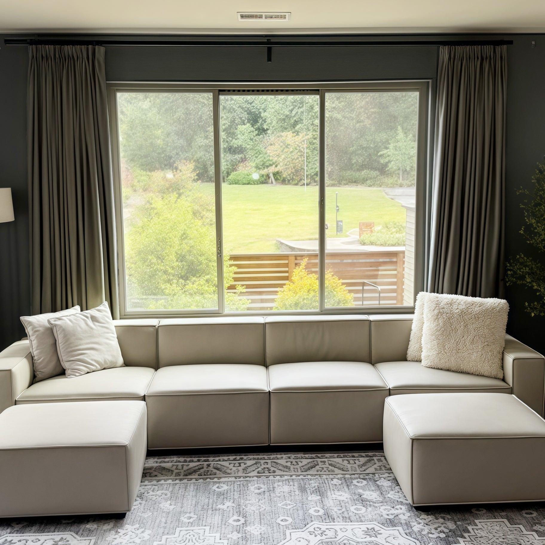 Lily Linen Curtains & Drapes Pleated-Neutral Decor