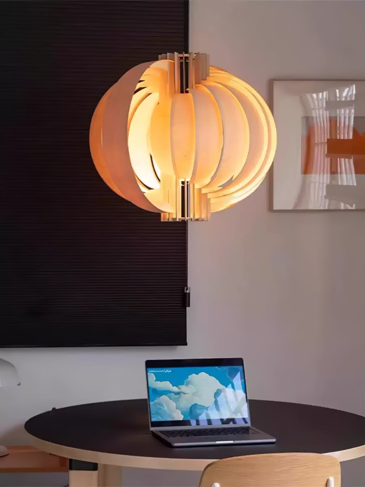 Ivraeus Premium Elegance Ring Wood Pendant Light-Neutral Decor