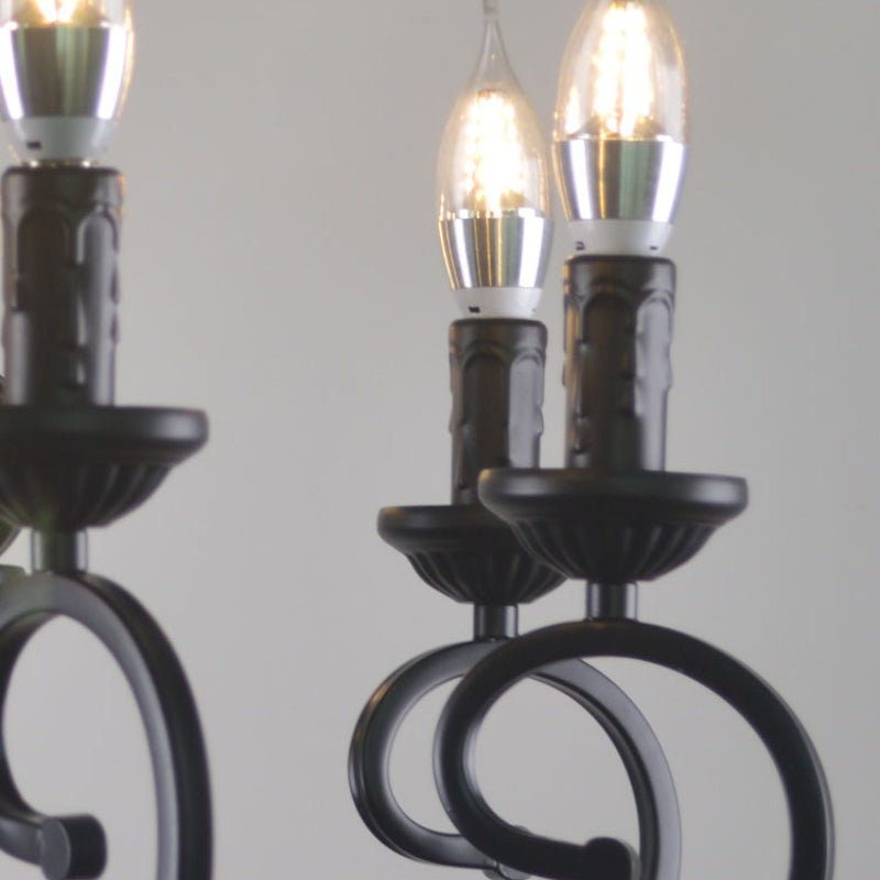 Silva Creative Retro Candle Chandelier Black Metal Bedroom - Neutral Decor