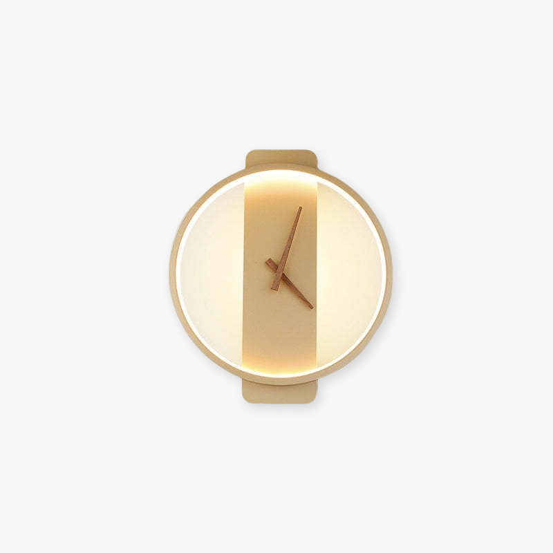 Valentina Arisha Square Clock Metal & Acrylic Wall Lamp, Gold - Neutral Decor