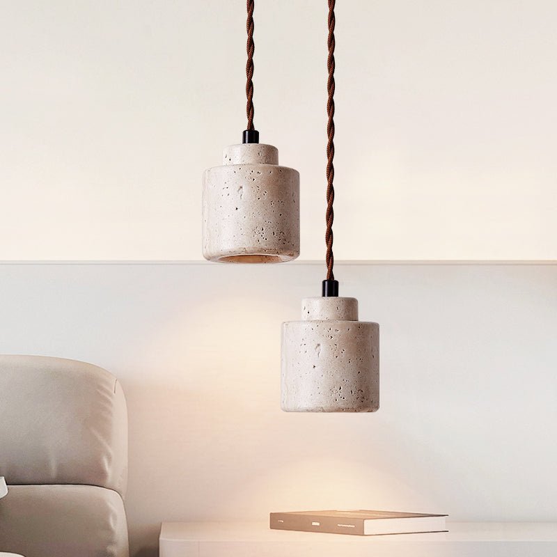 Elemental Travertine Mini Pendant Lamp-Neutral Decor