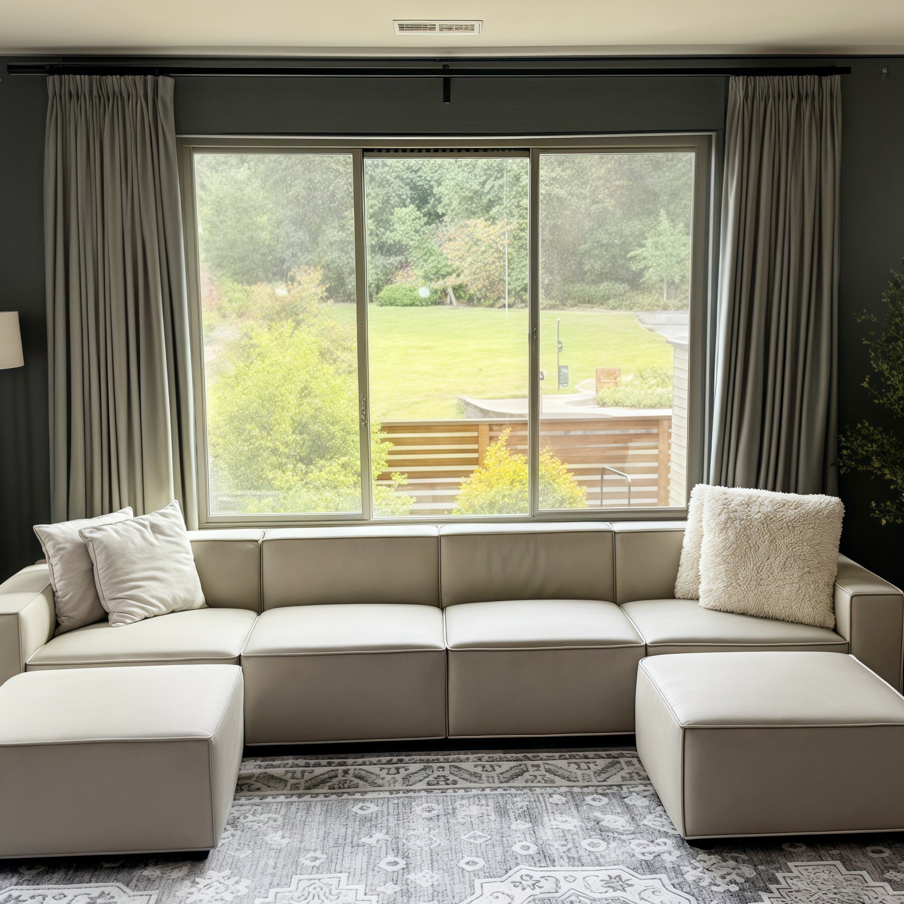 Lily Linen Curtains & Drapes Pleated-Neutral Decor