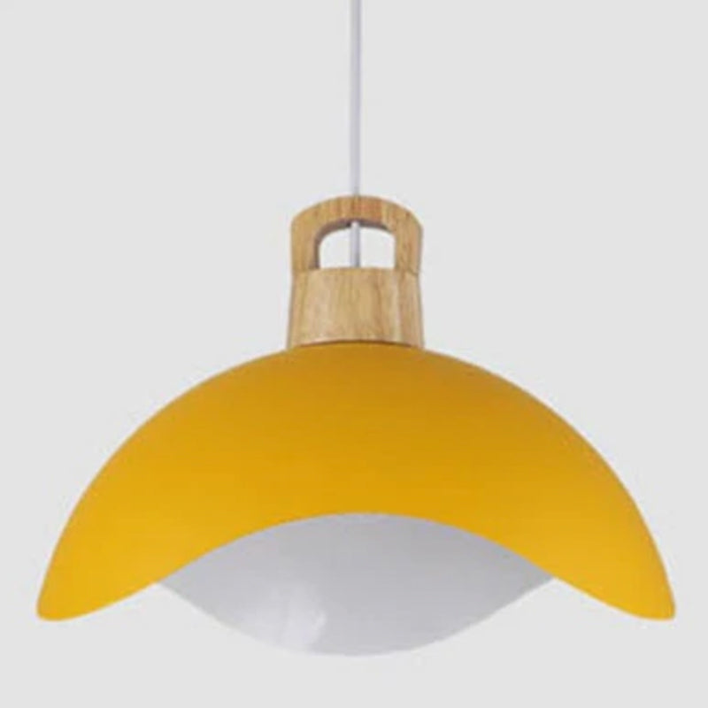 Valentina Colorful Shade Single Pendant Lights, Wood & Metal - Neutral Decor