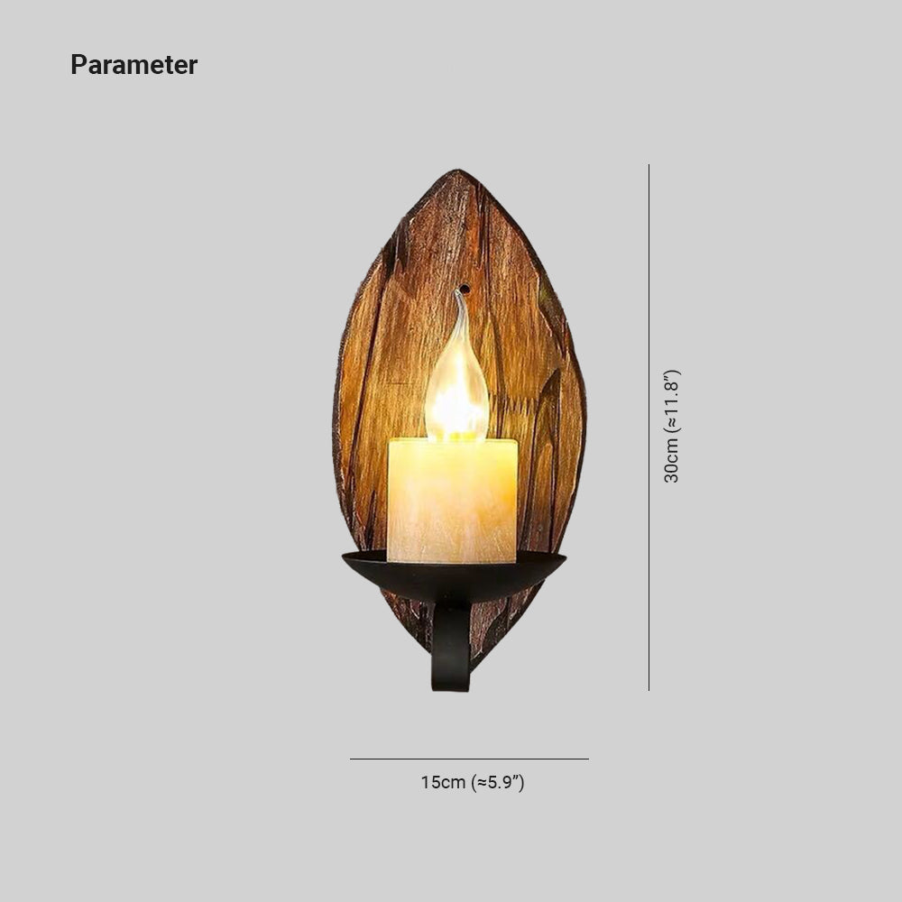 Epoch Vintage Leaf Shape Wood Metal Wall Lamp - Neutral Decor