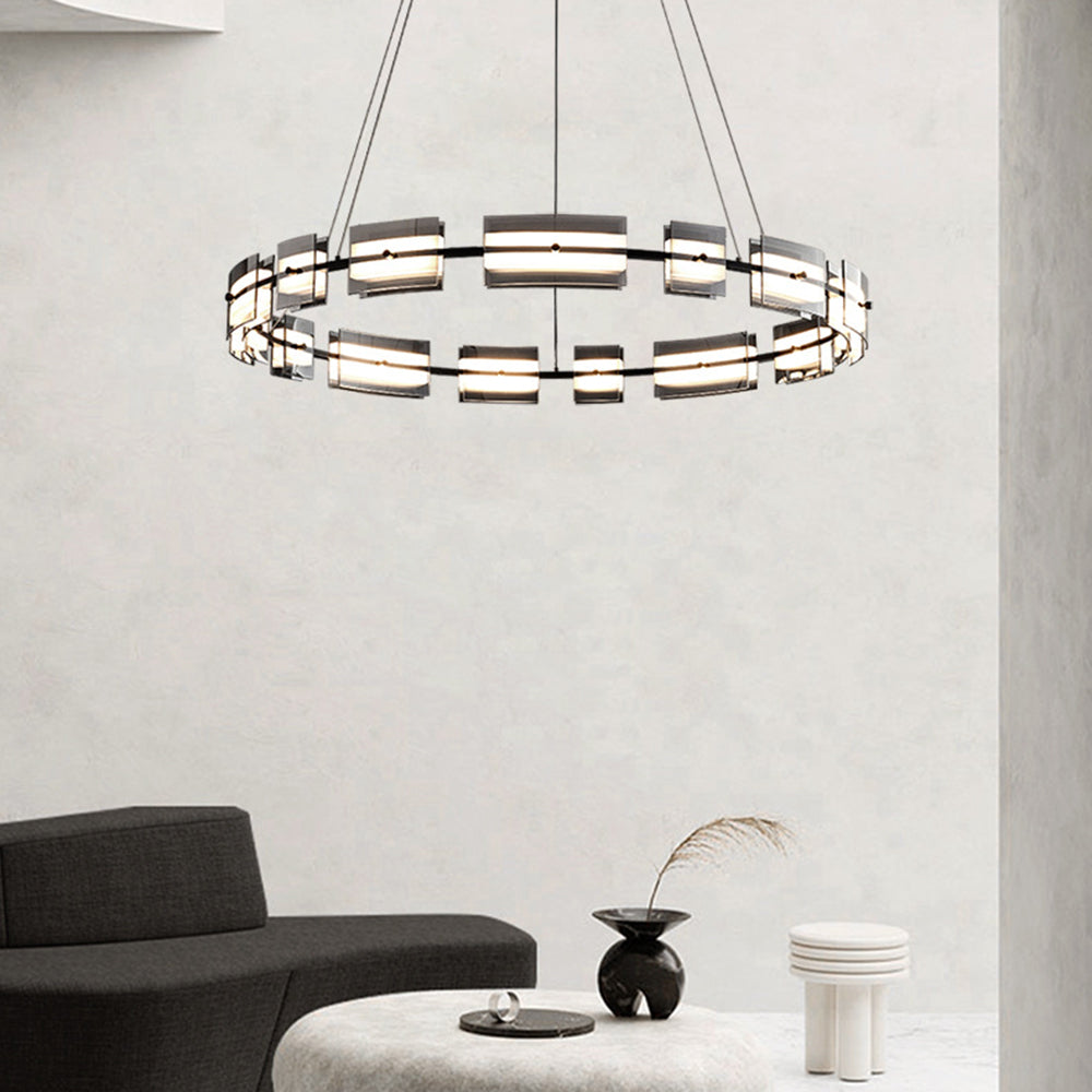 Arisha Minimalist Ring Metal Pendant Light,Black/Gold - Neutral Decor