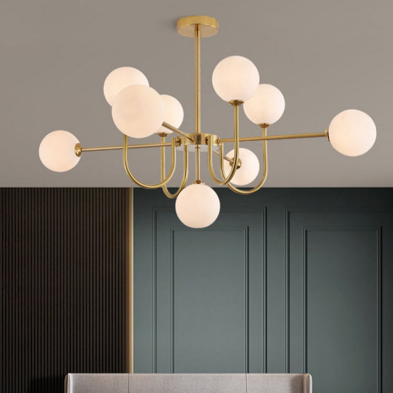 Valentina Modern LED Chandelier Gold Glass Living/Dining Room/Bedroom - Neutral Decor
