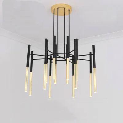 Arixon Chandelier Modern Rods Black Gold-Neutral Decor