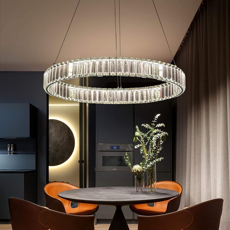 Kristy Elegant Round Crystal Chandelier, Clear - Neutral Decor