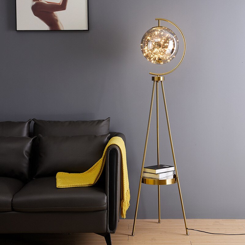 Kady Modern Starry Globe Glass Floor Lamp, Gold - Neutral Decor