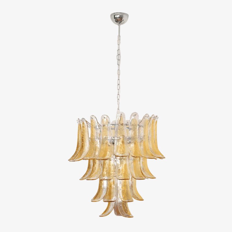 Aurora Chandelier Amber Lily Murano Glass Layered Centerpiece-Neutral Decor