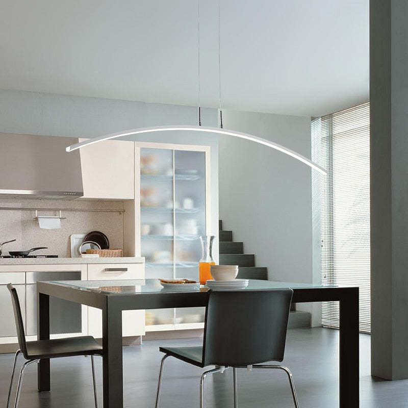Arisha Curved Linear Pendant Light for Dining Room, Black/White - Neutral Decor