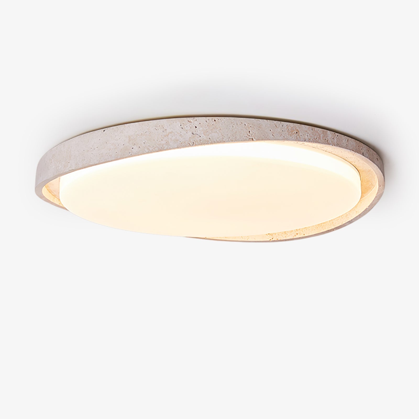 Cyvian Oval Frame Travertine Ceiling Light-Neutral Decor