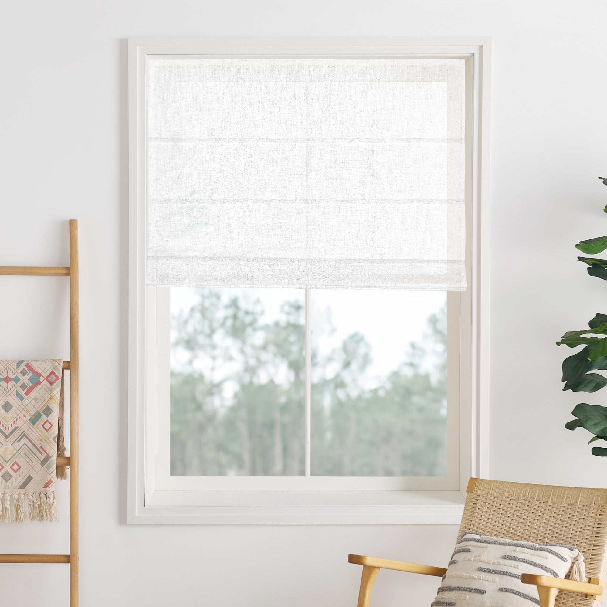 Liz Linen Herringbone Roman Shades & Blinds-Neutral Decor