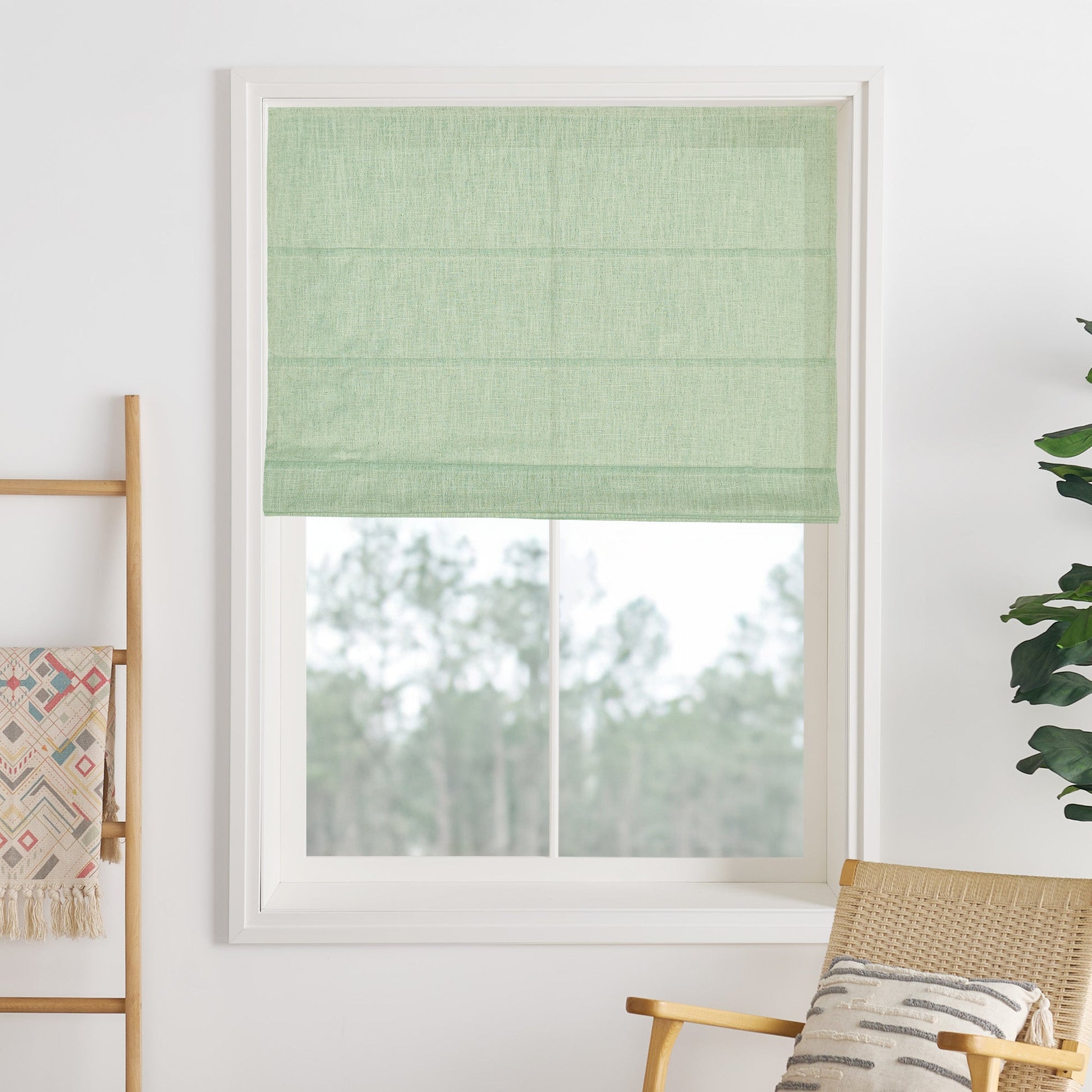 Liz Linen Herringbone Roman Shades & Blinds-Neutral Decor