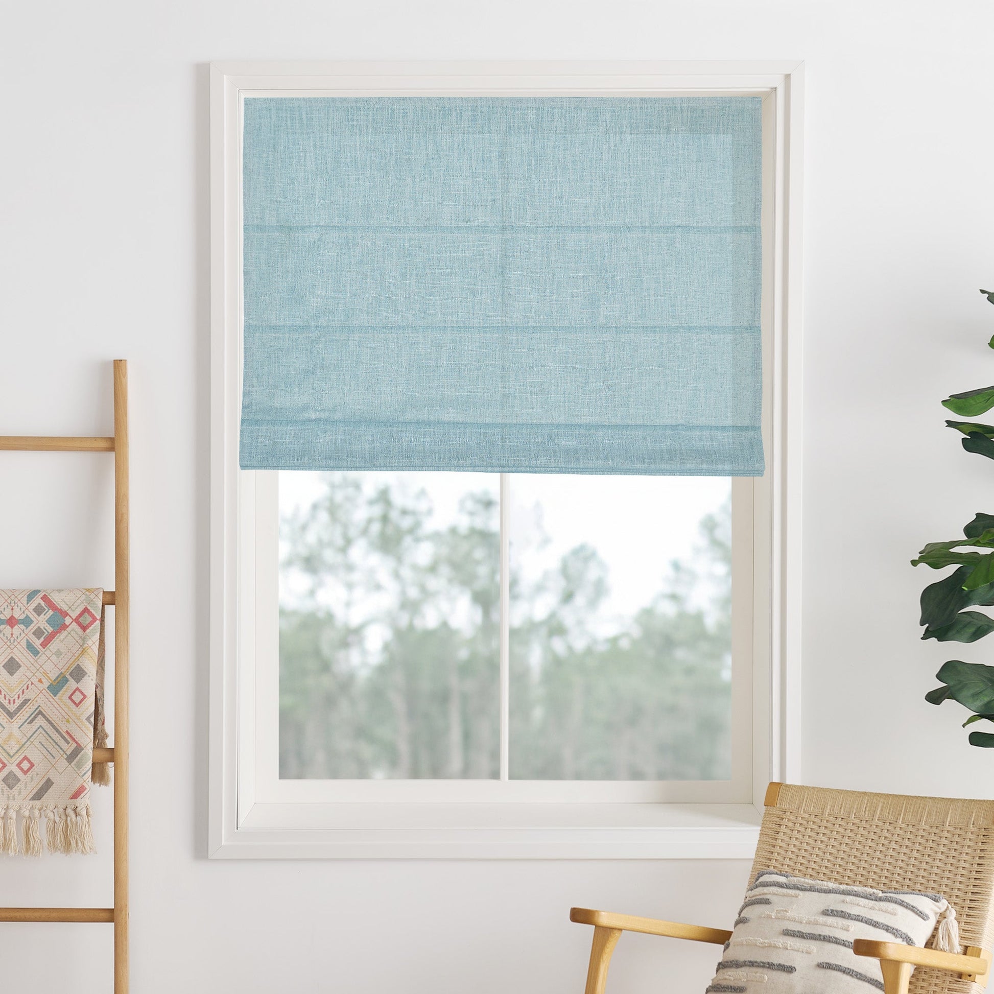 Liz Linen Herringbone Roman Shades & Blinds-Neutral Decor