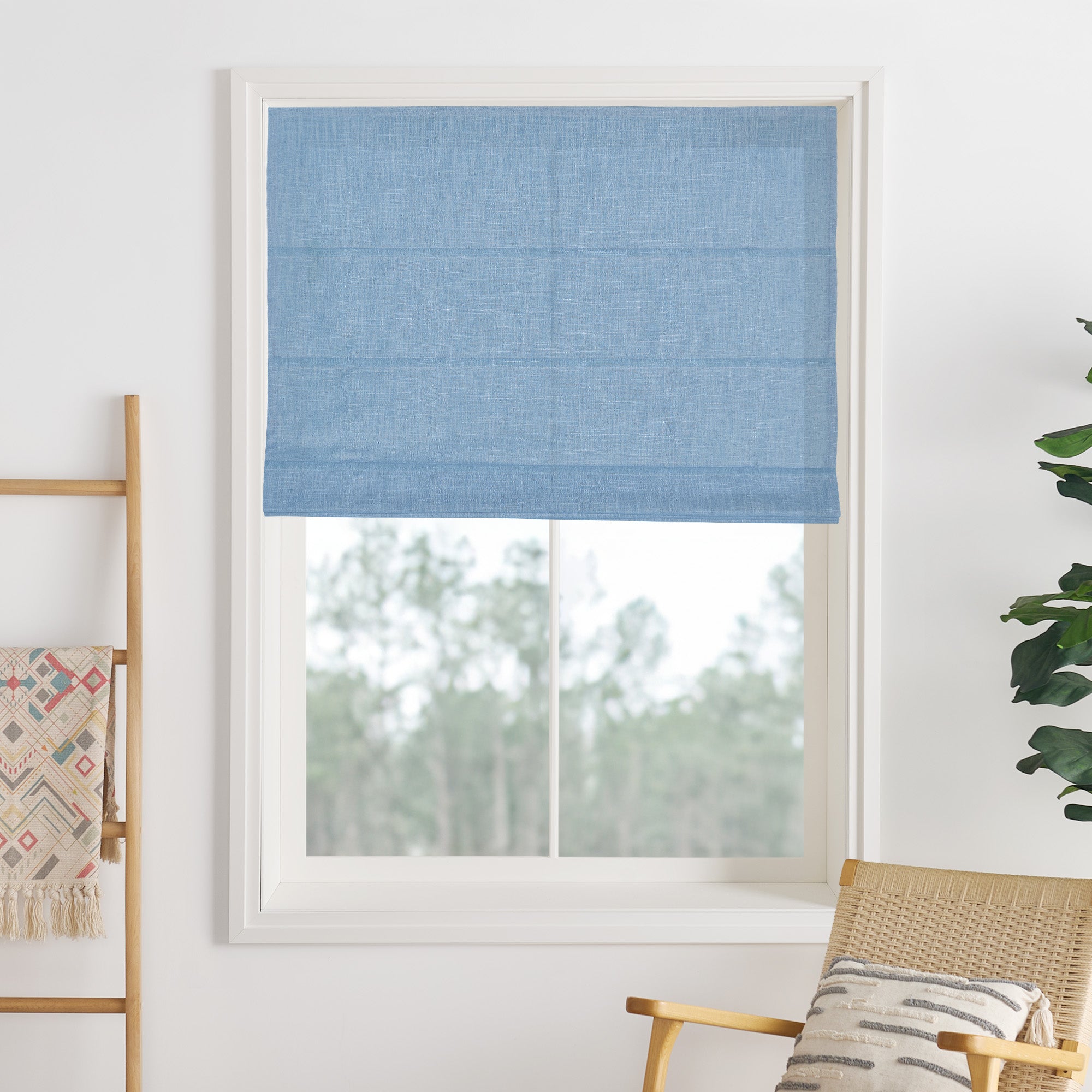 Liz Linen Herringbone Roman Shades & Blinds-Neutral Decor