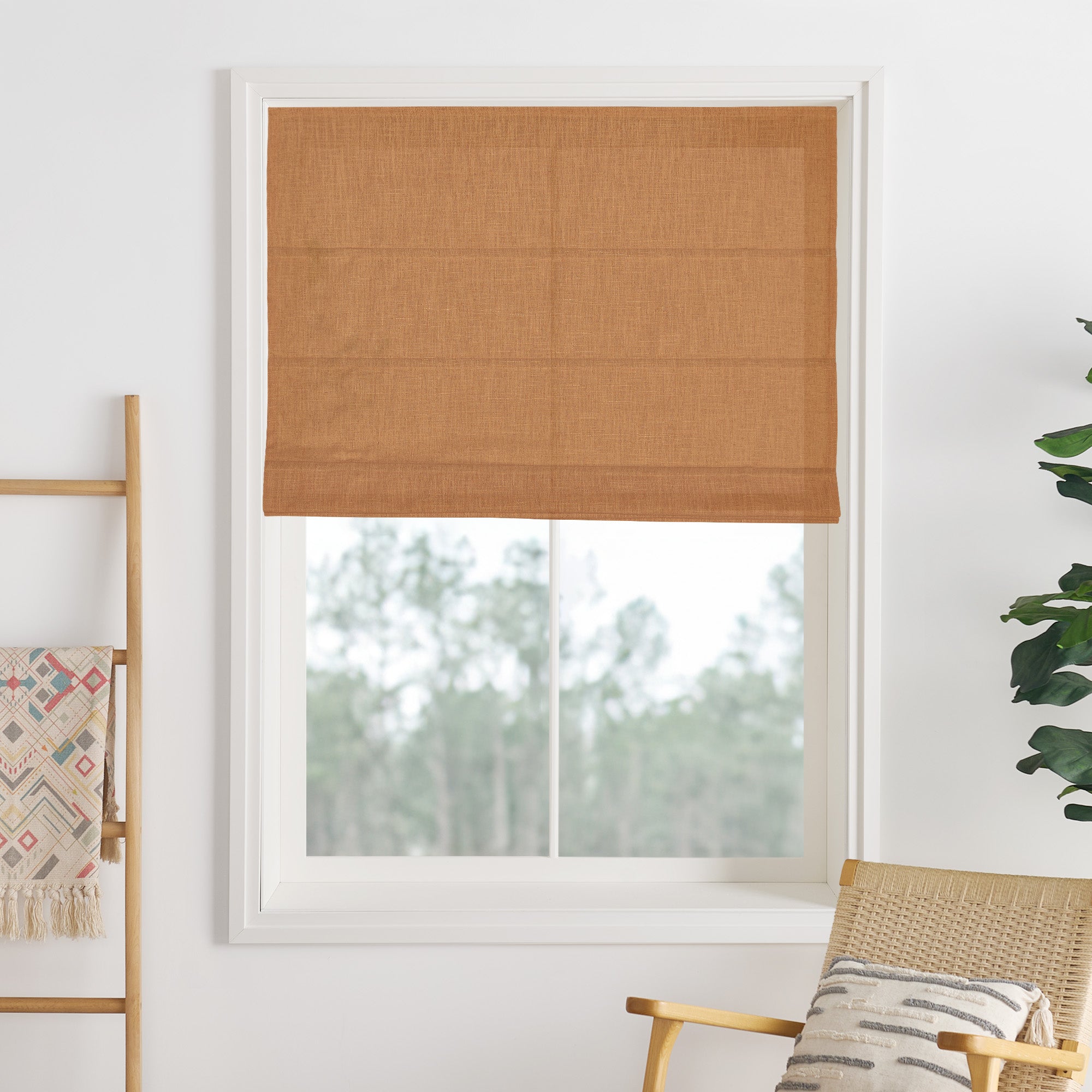 Liz Linen Herringbone Roman Shades & Blinds-Neutral Decor