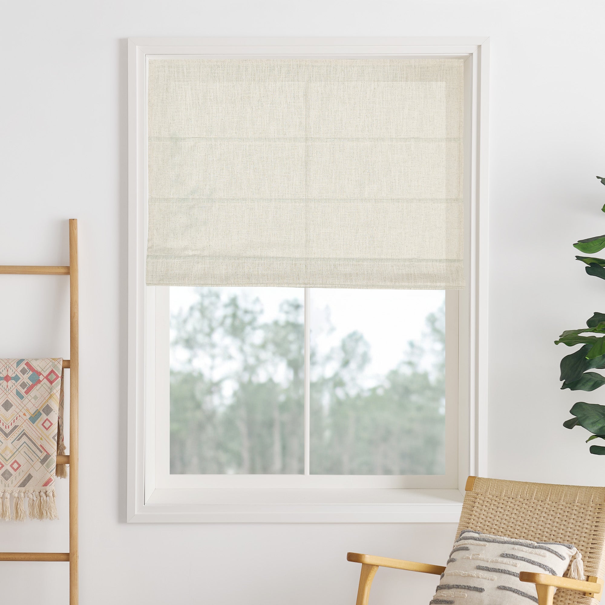 Liz Linen Herringbone Roman Shades & Blinds-Neutral Decor