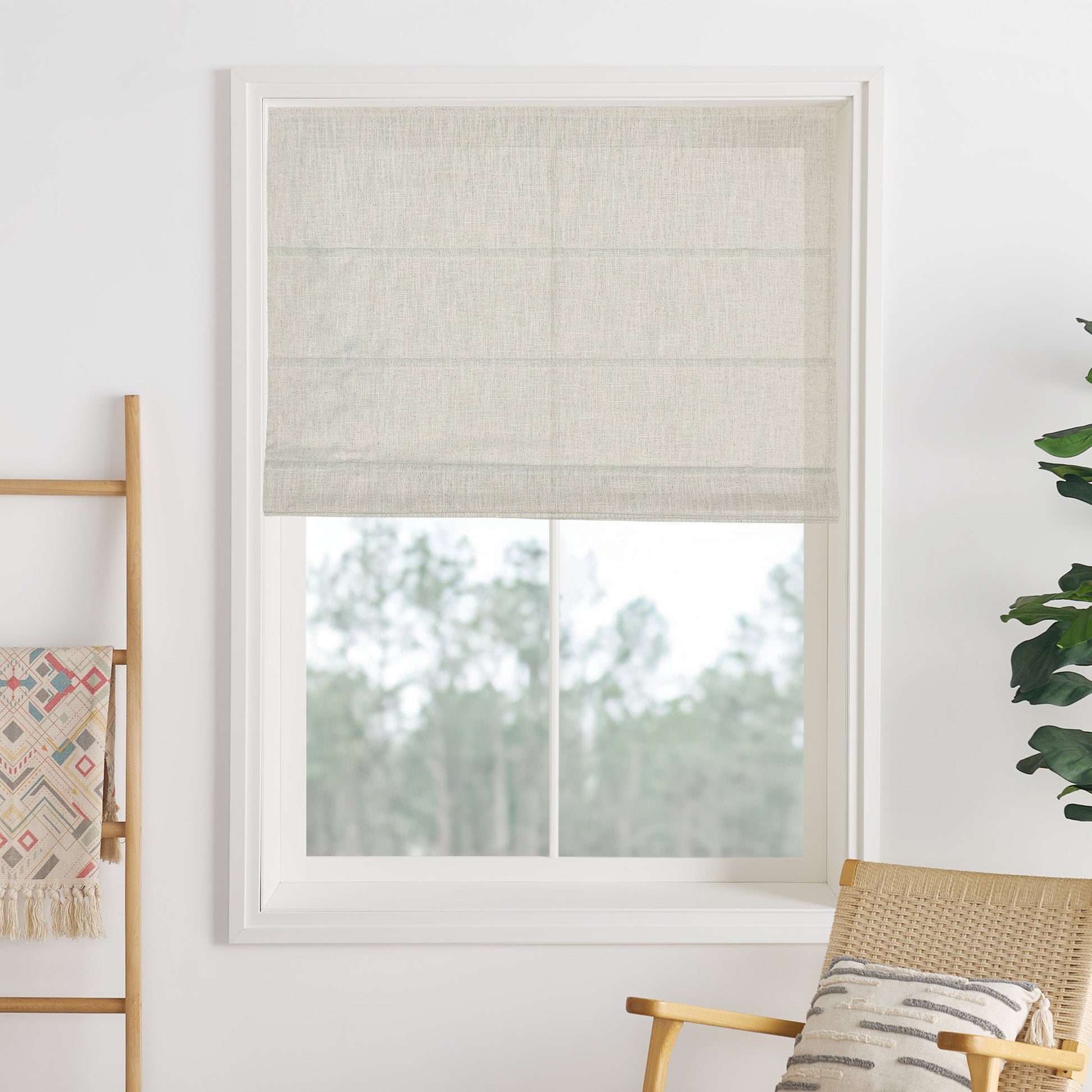 Liz Linen Herringbone Roman Shades & Blinds-Neutral Decor