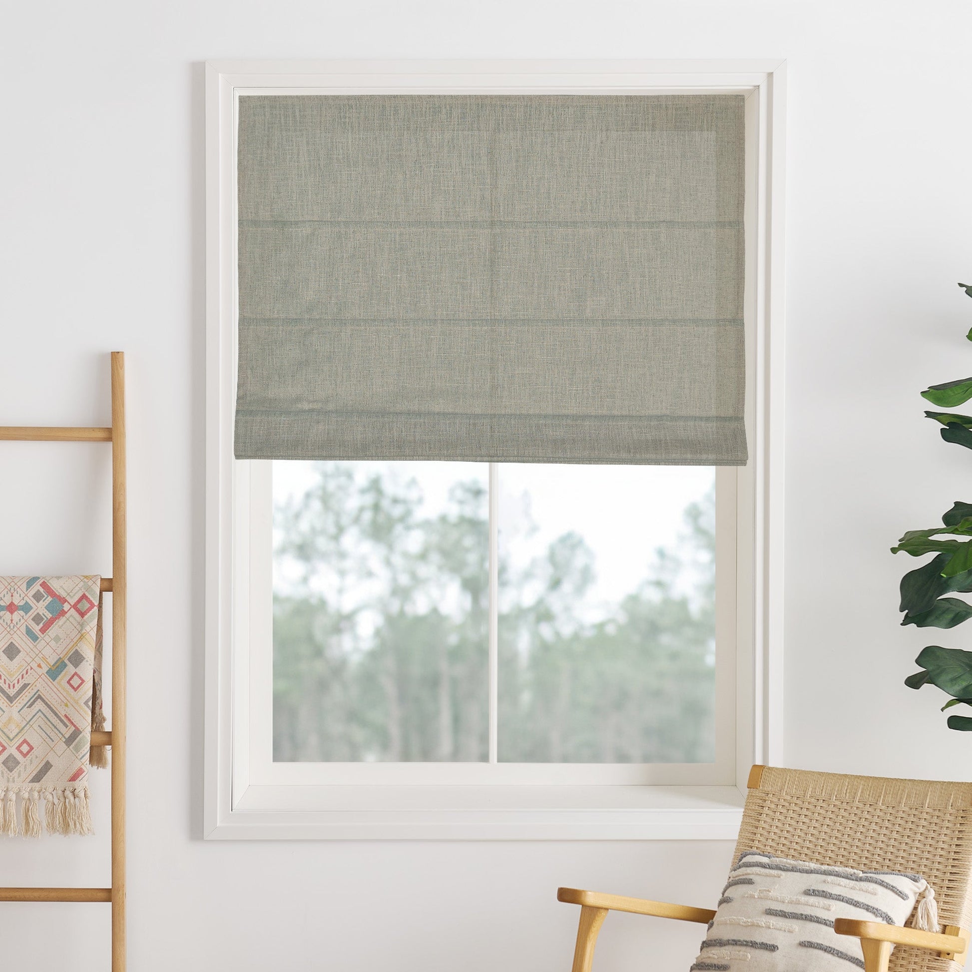 Liz Linen Herringbone Roman Shades & Blinds-Neutral Decor