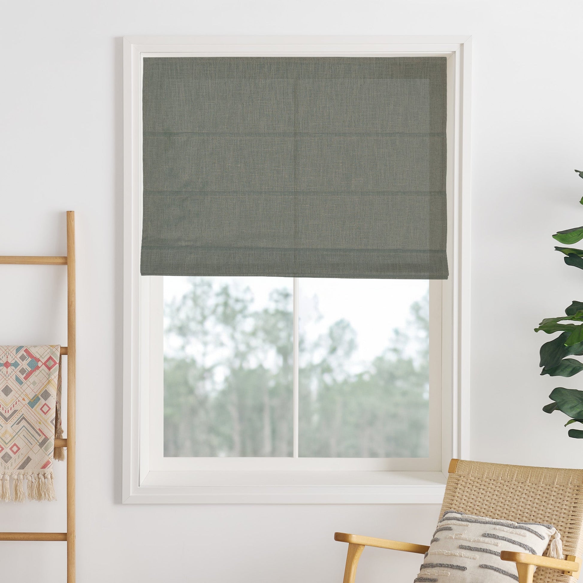 Liz Linen Herringbone Roman Shades & Blinds-Neutral Decor