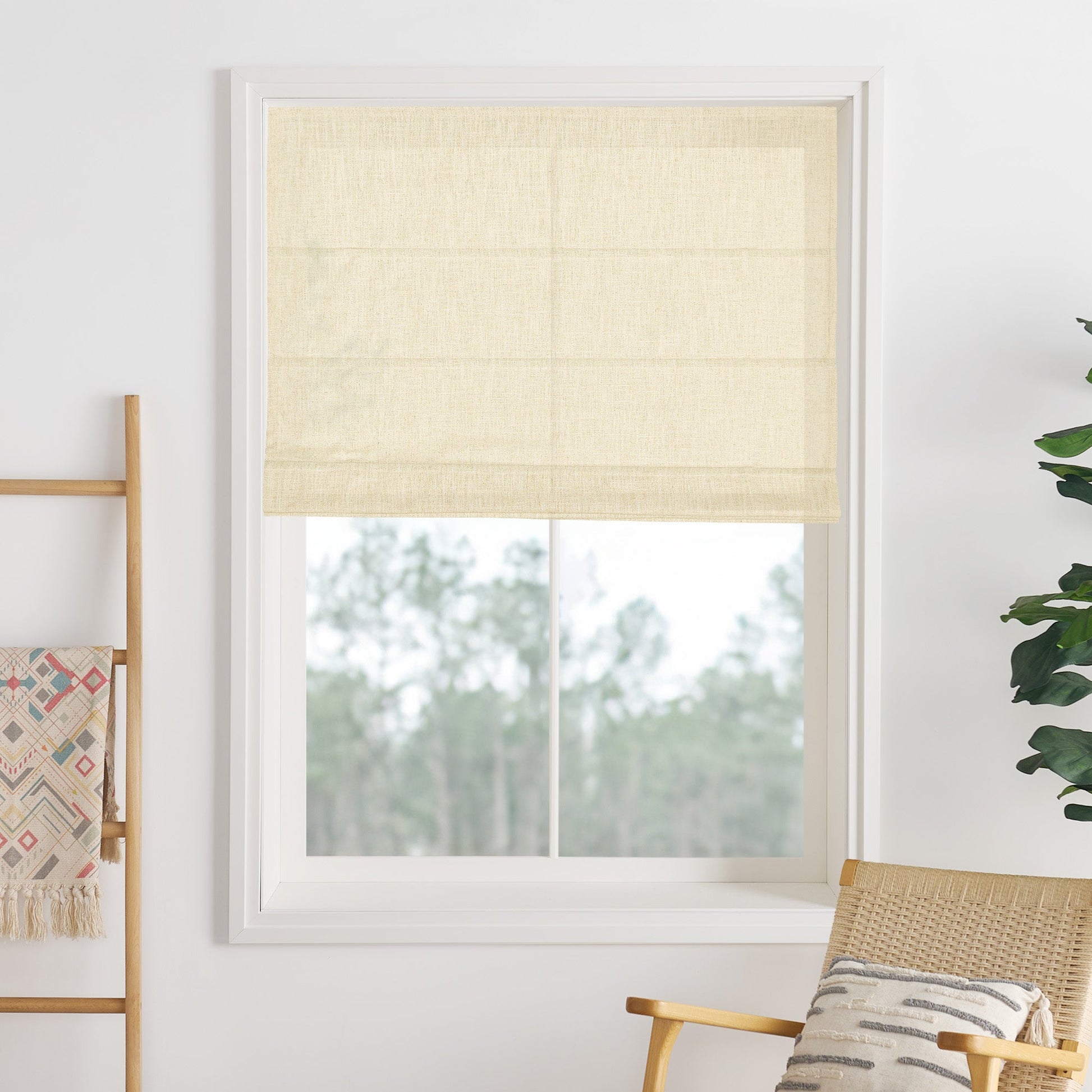 Liz Linen Herringbone Roman Shades & Blinds-Neutral Decor