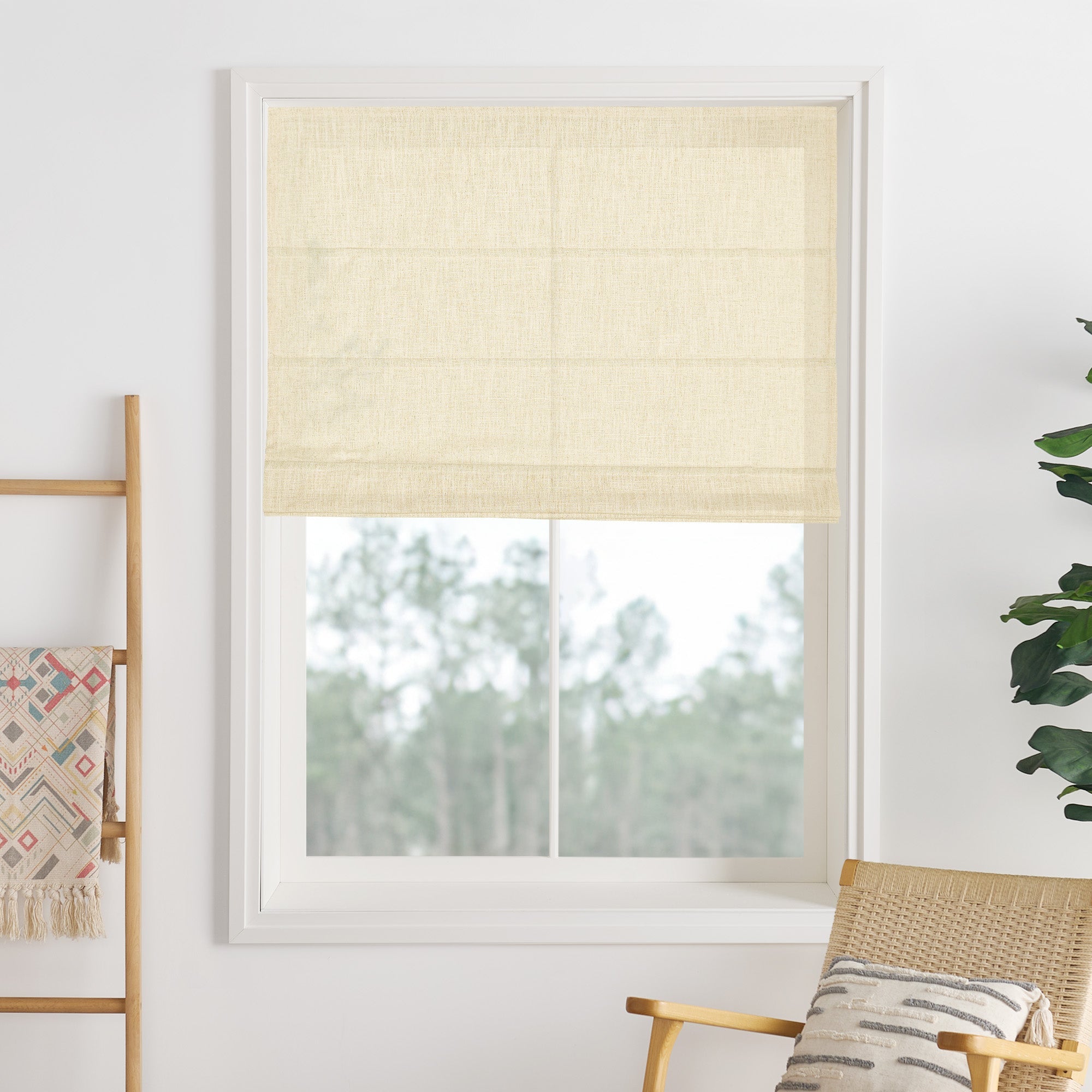 Liz Linen Herringbone Roman Shades & Blinds-Neutral Decor