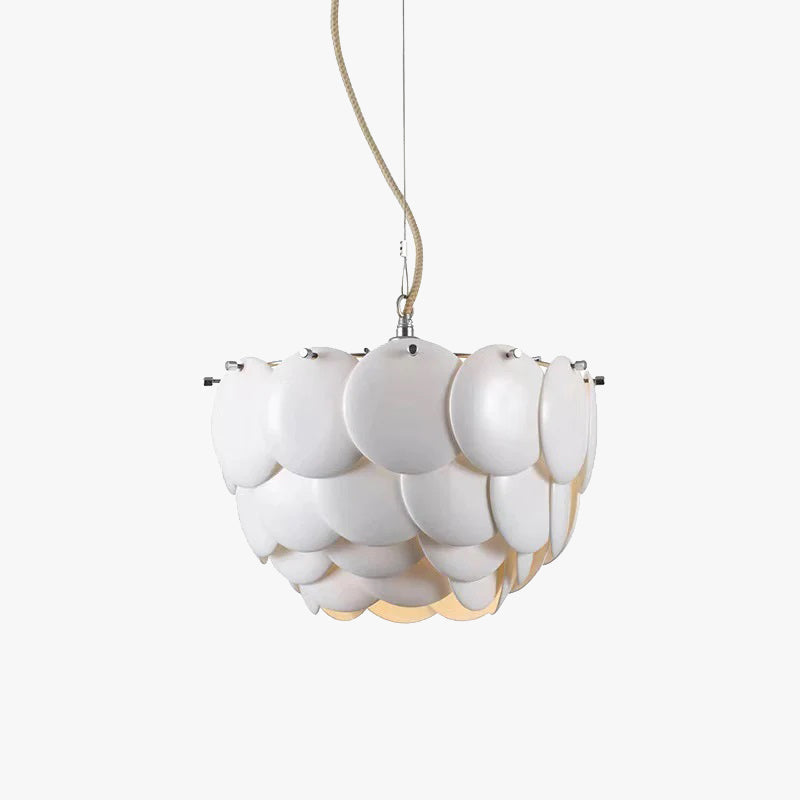 Arisha Wihte Art Deco Chandelier Light Fixture, Ceramic Leaf & Metal - Neutral Decor