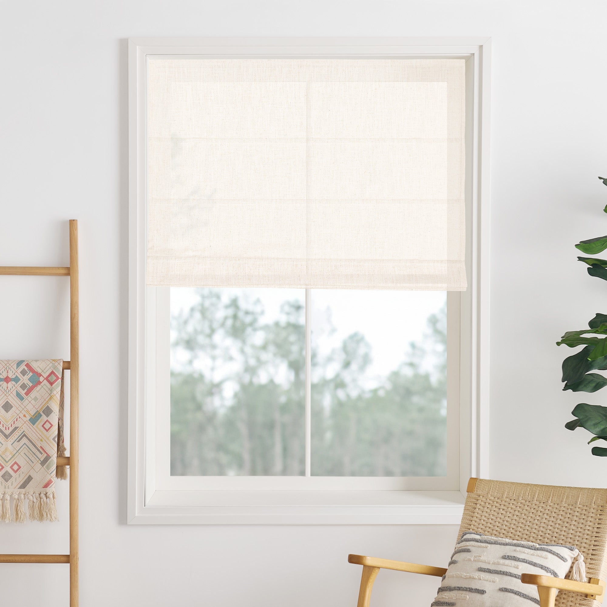 Liz Linen Herringbone Roman Shades & Blinds-Neutral Decor
