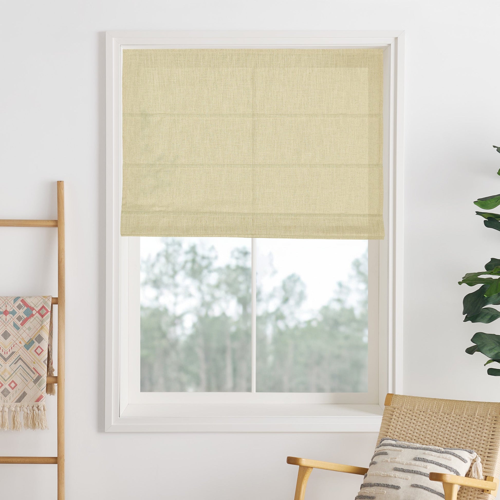 Liz Linen Herringbone Roman Shades & Blinds-Neutral Decor