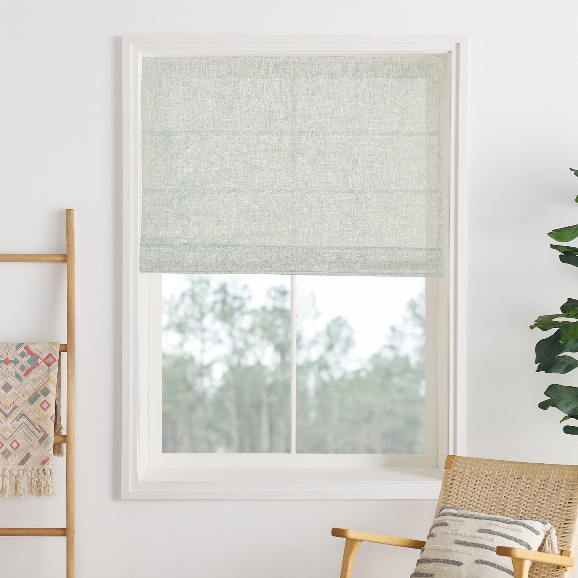 Liz Linen Herringbone Roman Shades & Blinds-Neutral Decor