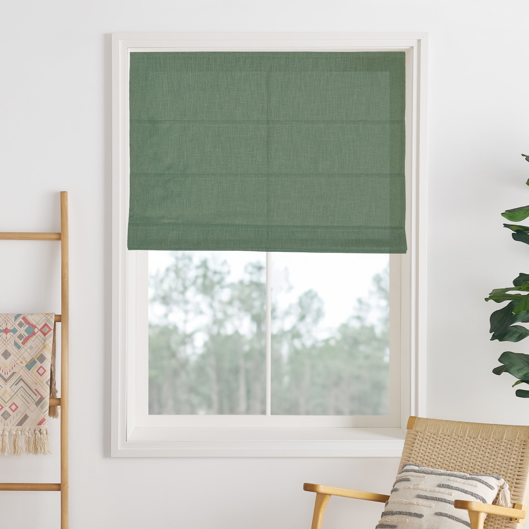Liz Linen Herringbone Roman Shades & Blinds-Neutral Decor