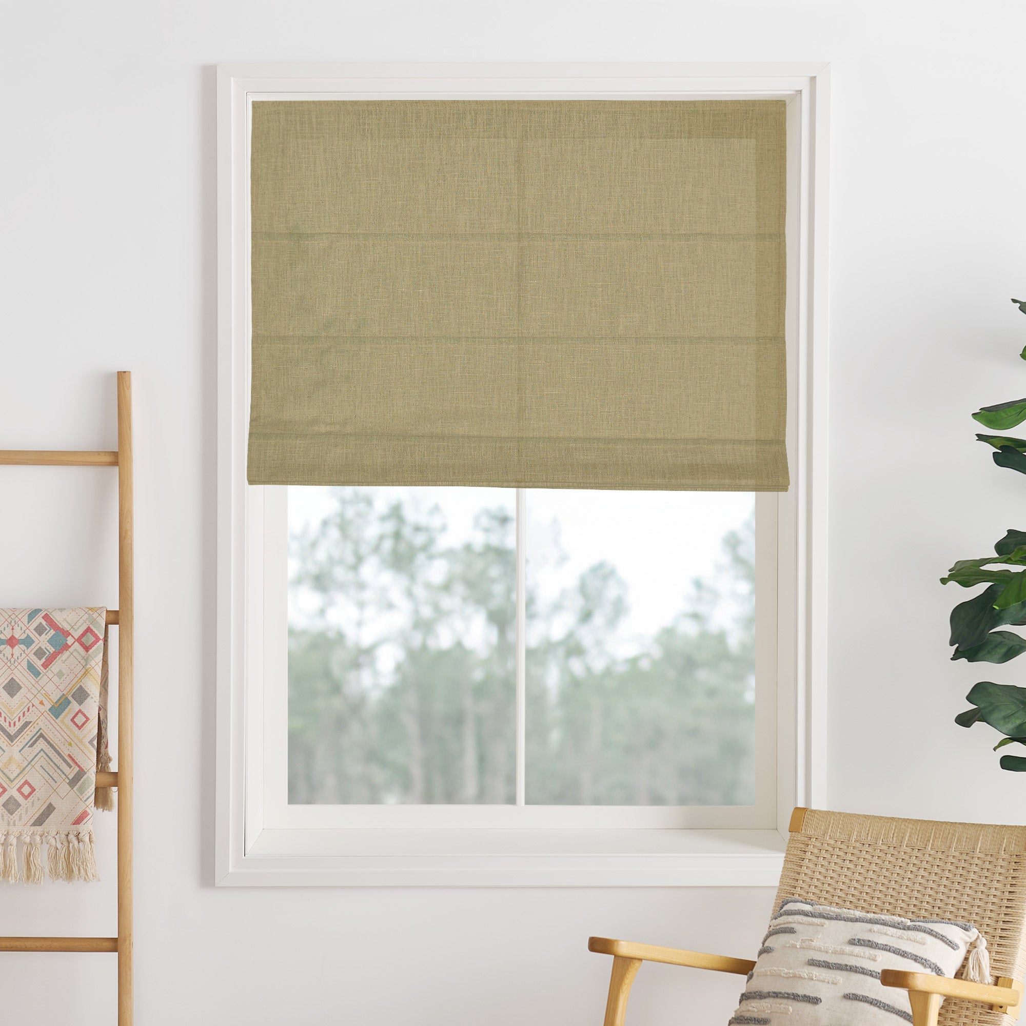 Liz Linen Herringbone Roman Shades & Blinds-Neutral Decor