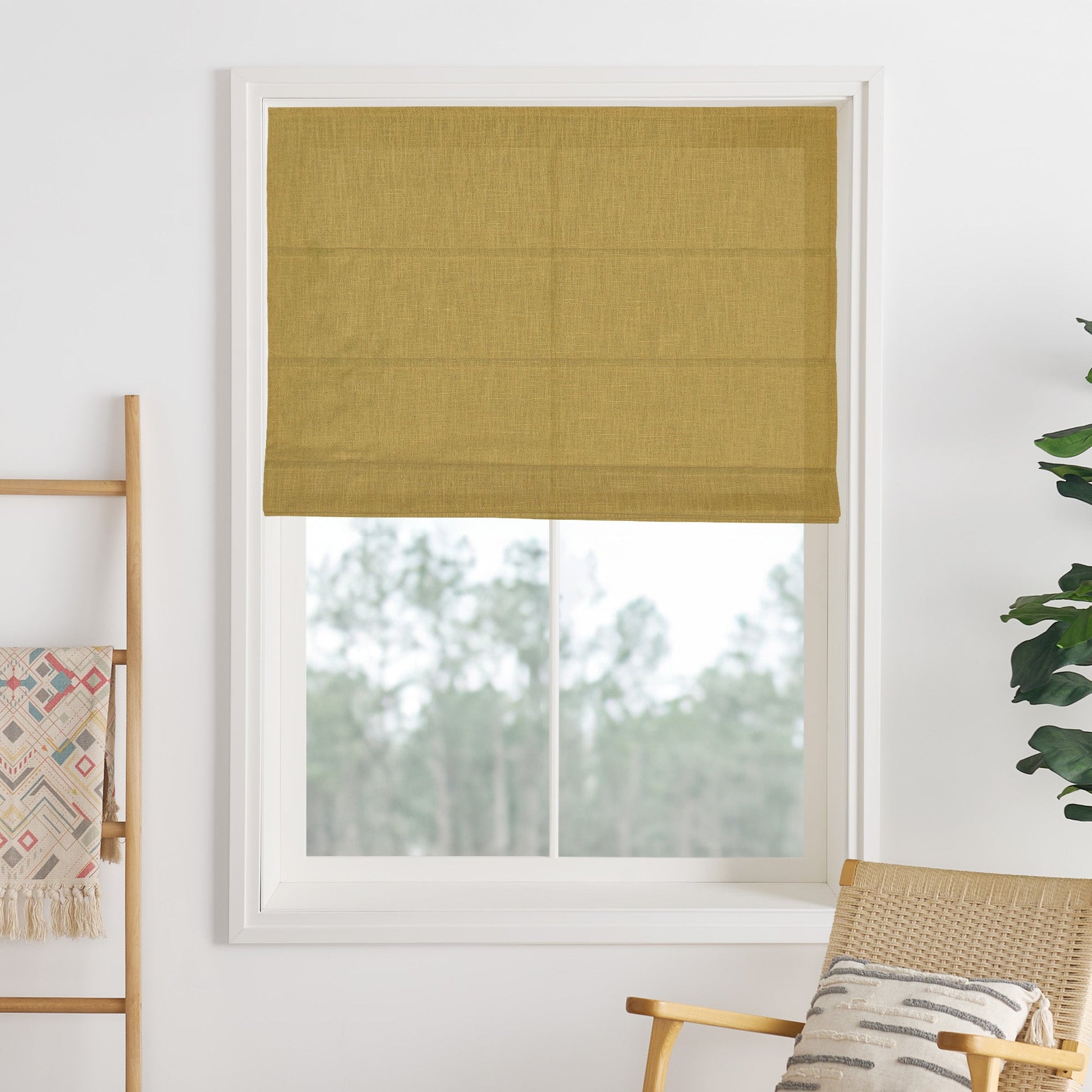 Liz Linen Herringbone Roman Shades & Blinds-Neutral Decor