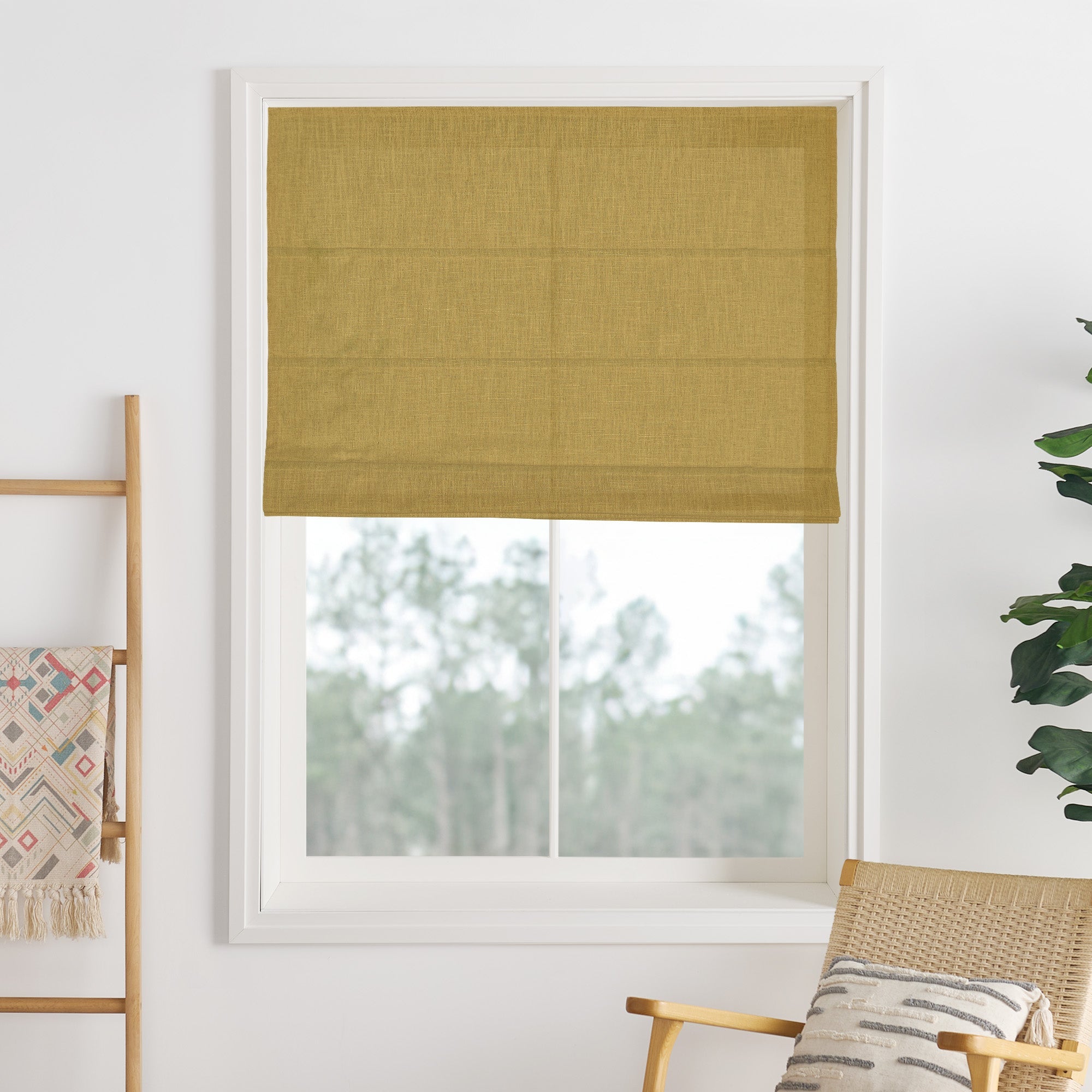 Liz Linen Herringbone Roman Shades & Blinds-Neutral Decor