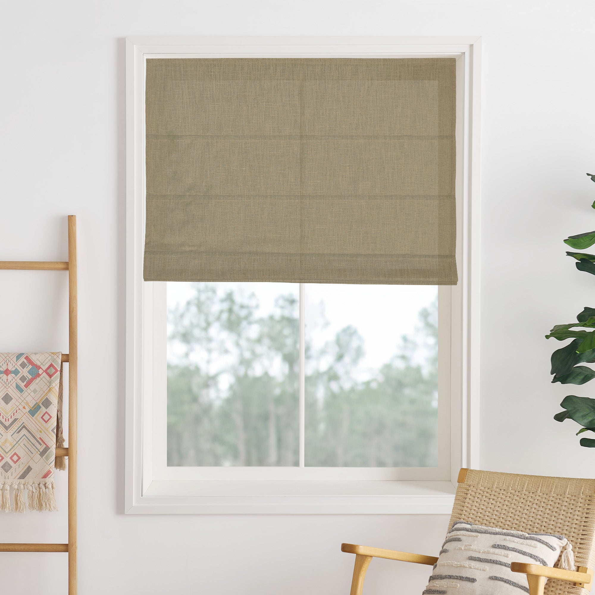 Liz Linen Herringbone Roman Shades & Blinds-Neutral Decor