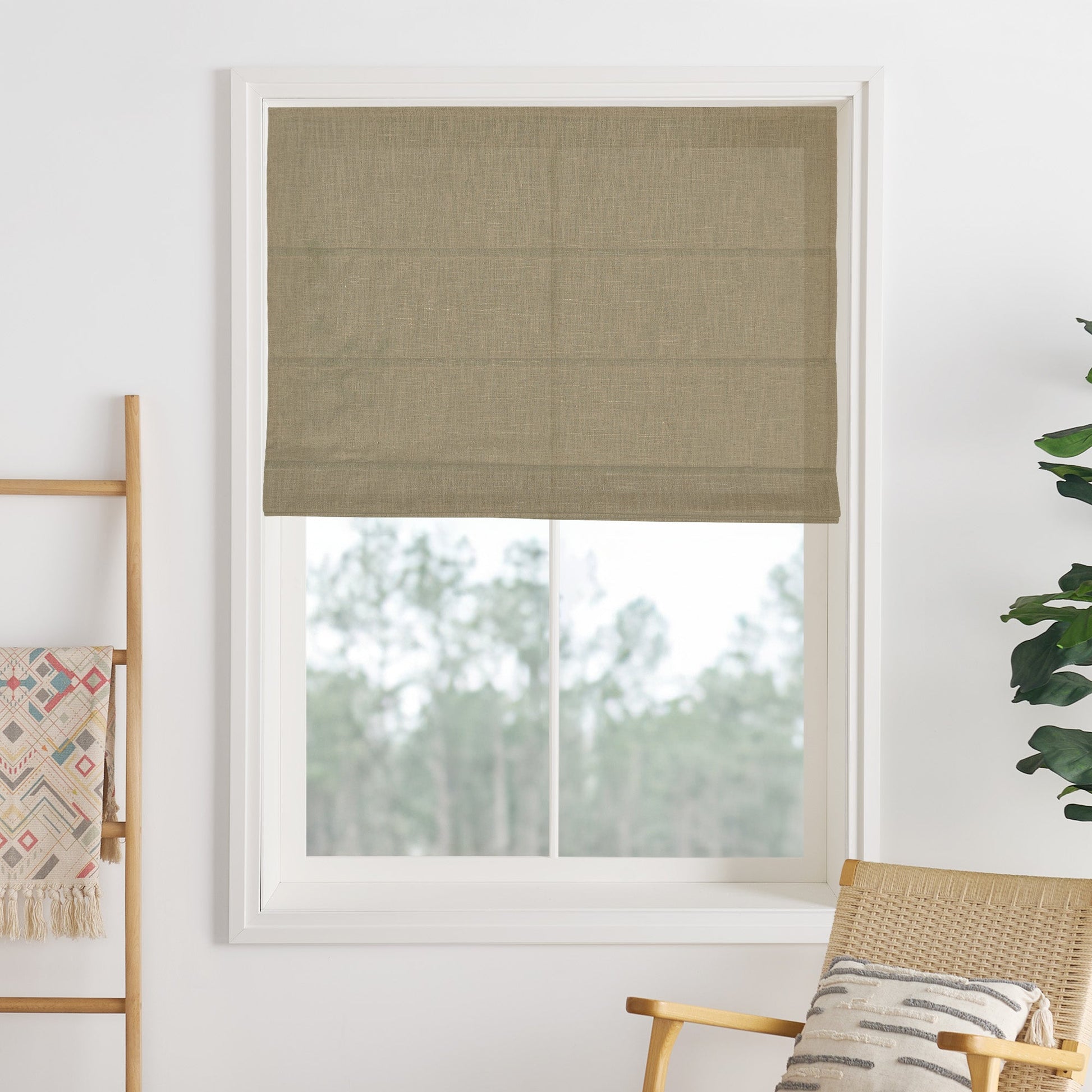 Liz Linen Herringbone Roman Shades & Blinds-Neutral Decor