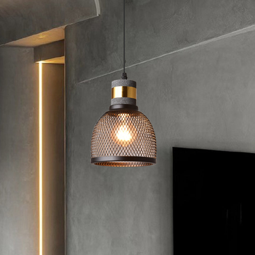Xenith Industrial Cylindrical Pendant Light, Cement/Metal-Neutral Decor