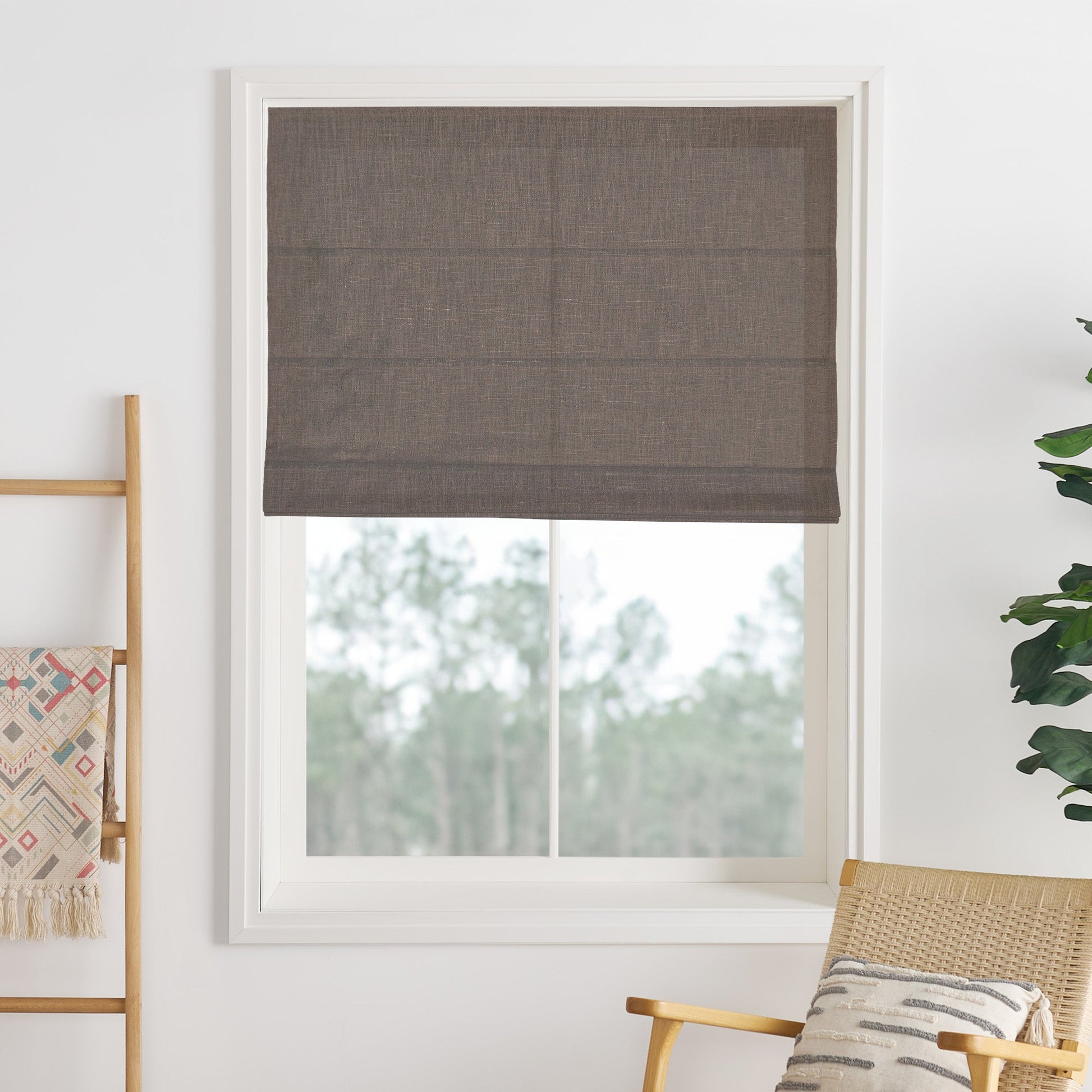 Liz Linen Herringbone Roman Shades & Blinds-Neutral Decor