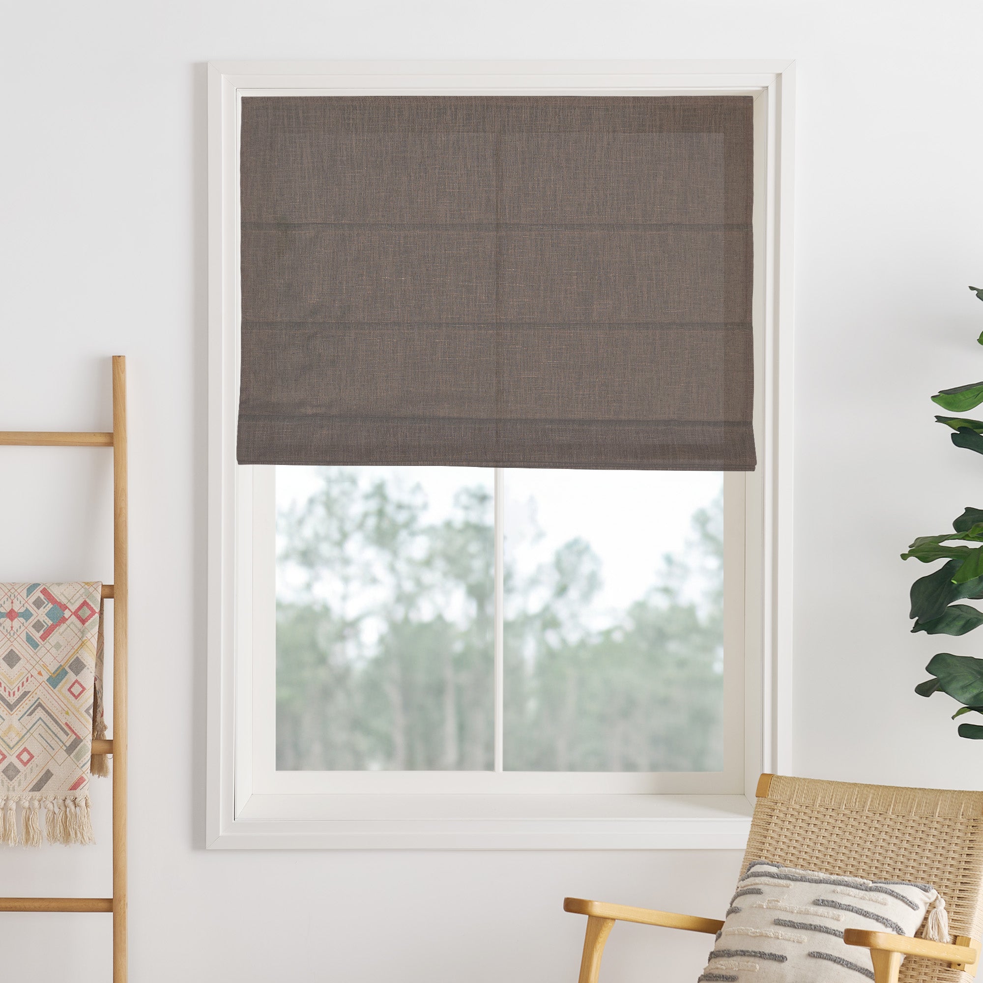 Liz Linen Herringbone Roman Shades & Blinds-Neutral Decor